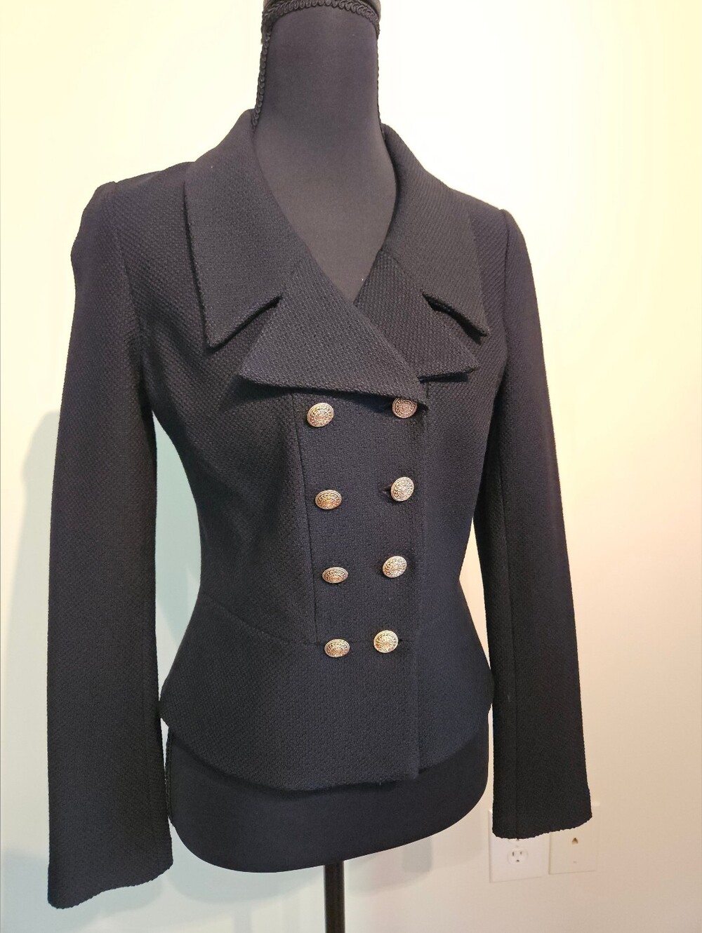 St John Women's Double-Breasted Crop Peacoat Jacket S2